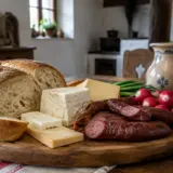 Masă cu produse locale la Margina